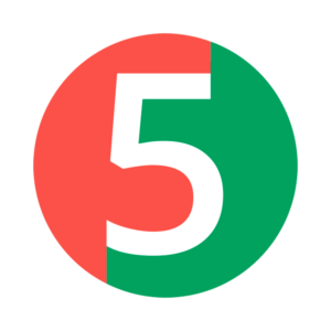 Das Logo besteht aus einem roten und grünen Kreis mit der Zahl 5 in der Mitte. Der Kreis ist mit einem schwarzen Rand umrandet. Die Zahl 5 ist in weißer Schrift und hat eine serifenlose Schriftart. Der rote und grüne Kreis symbolisiert die Zusammenarbeit und Integration von verschiedenen Testmethoden, während die Zahl 5 die neueste Version von JUnit darstellt.